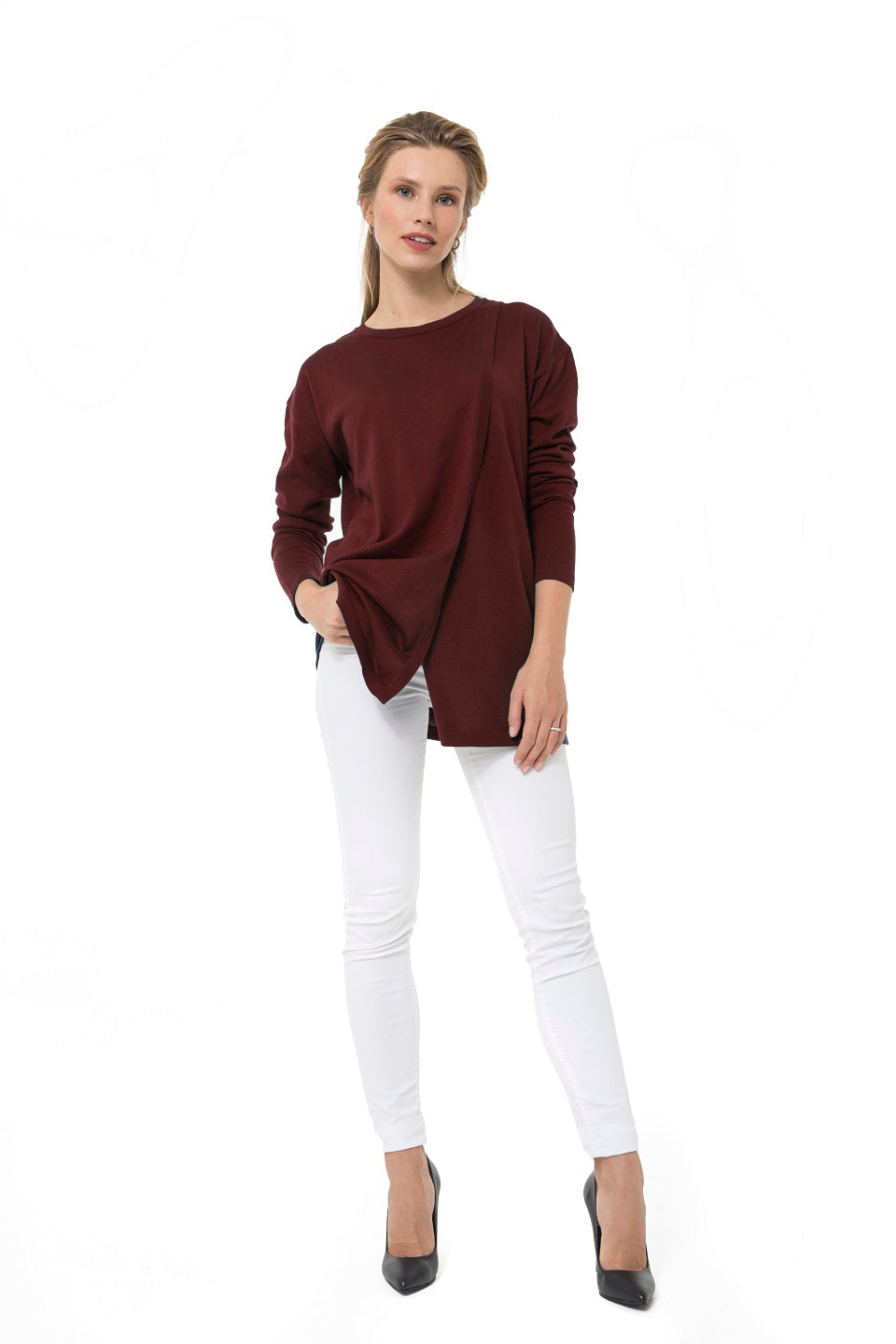 Casual Elegance Long Sleeve Maternity/Nursing Knit Top
