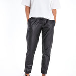 Comfy Cool Foldover Waistband Faux Leather Maternity Jogger Pants
