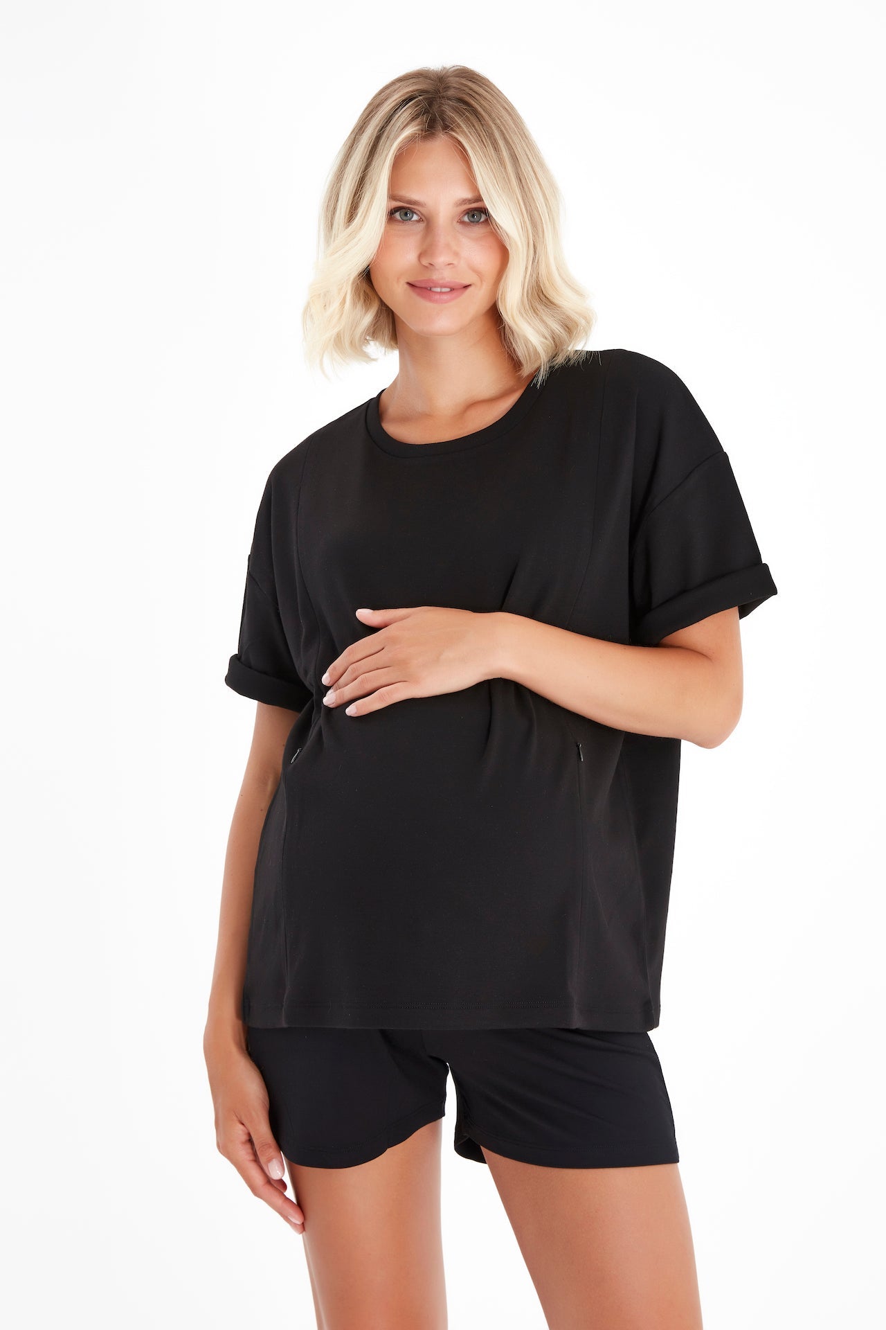 Anytime Anywhere Side Zip Maternity/Nursing T-Shirt
