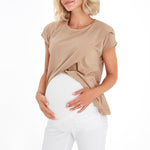 Graceful Non-Denim Foldover Waistband Maternity Pants
