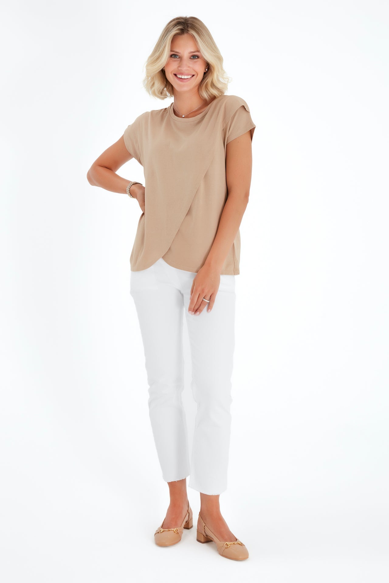 Graceful Non-Denim Foldover Waistband Maternity Pants
