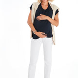 Handy Crossover Short Sleeve Cotton Maternity/Nursing Top
