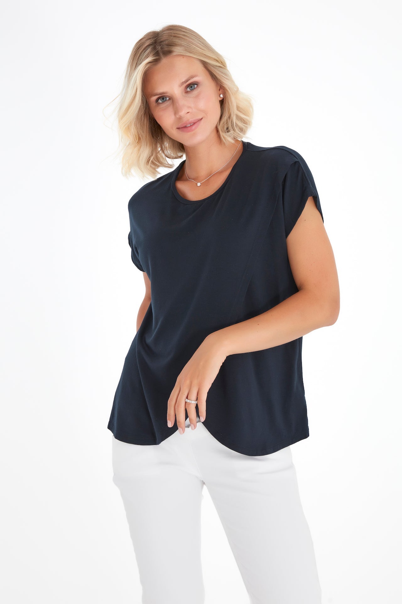 Handy Crossover Short Sleeve Cotton Maternity/Nursing Top
