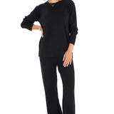 Effortless Elegance Set with Rib Side Zip Long Sleeve Maternity/Nursing Top & Lounge Pants
