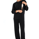 Effortless Elegance Set with Rib Side Zip Long Sleeve Maternity/Nursing Top & Lounge Pants
