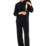 Effortless Elegance Set with Rib Side Zip Long Sleeve Maternity/Nursing Top & Lounge Pants
