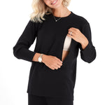 Effortless Elegance Set with Rib Side Zip Long Sleeve Maternity/Nursing Top & Lounge Pants
