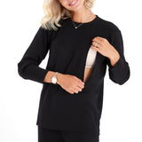 Effortless Elegance Set with Rib Side Zip Long Sleeve Maternity/Nursing Top & Lounge Pants
