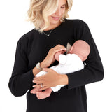 Effortless Elegance Set with Rib Side Zip Long Sleeve Maternity/Nursing Top & Lounge Pants
