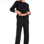 Effortless Elegance Set with Rib Side Zip Long Sleeve Maternity/Nursing Top & Lounge Pants
