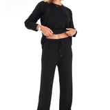 Effortless Elegance Set with Rib Side Zip Long Sleeve Maternity/Nursing Top & Lounge Pants
