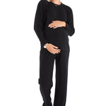 Effortless Elegance Set with Rib Side Zip Long Sleeve Maternity/Nursing Top & Lounge Pants
