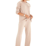 Effortless Elegance Set with Rib Side Zip Long Sleeve Maternity/Nursing Top & Lounge Pants
