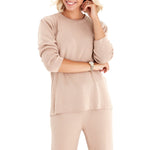 Effortless Elegance Set with Rib Side Zip Long Sleeve Maternity/Nursing Top & Lounge Pants
