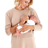 Effortless Elegance Set with Rib Side Zip Long Sleeve Maternity/Nursing Top & Lounge Pants
