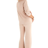 Effortless Elegance Set with Rib Side Zip Long Sleeve Maternity/Nursing Top & Lounge Pants
