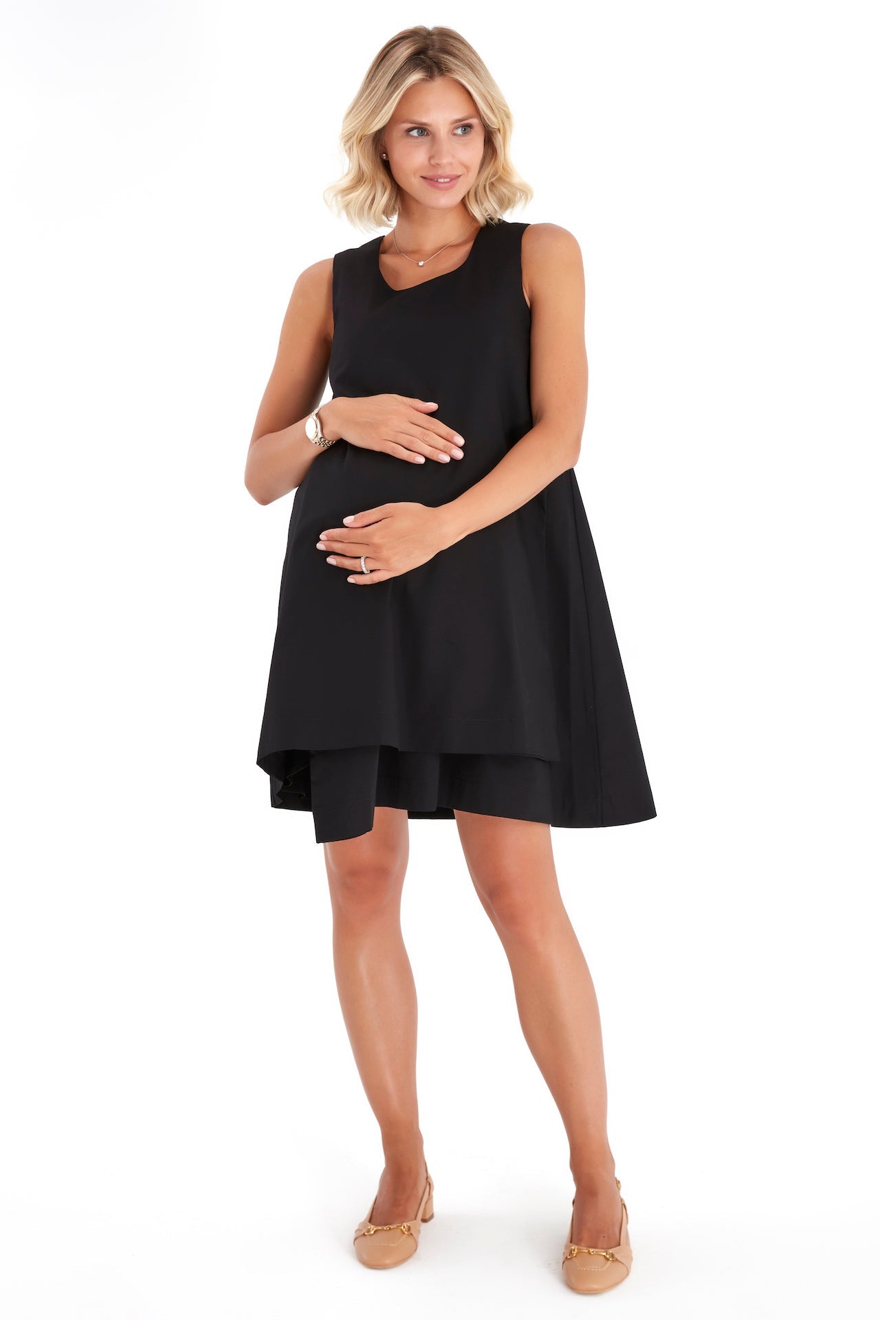 Amaze Sleeveless Cotton Maternity/Nursing Swing Dress
