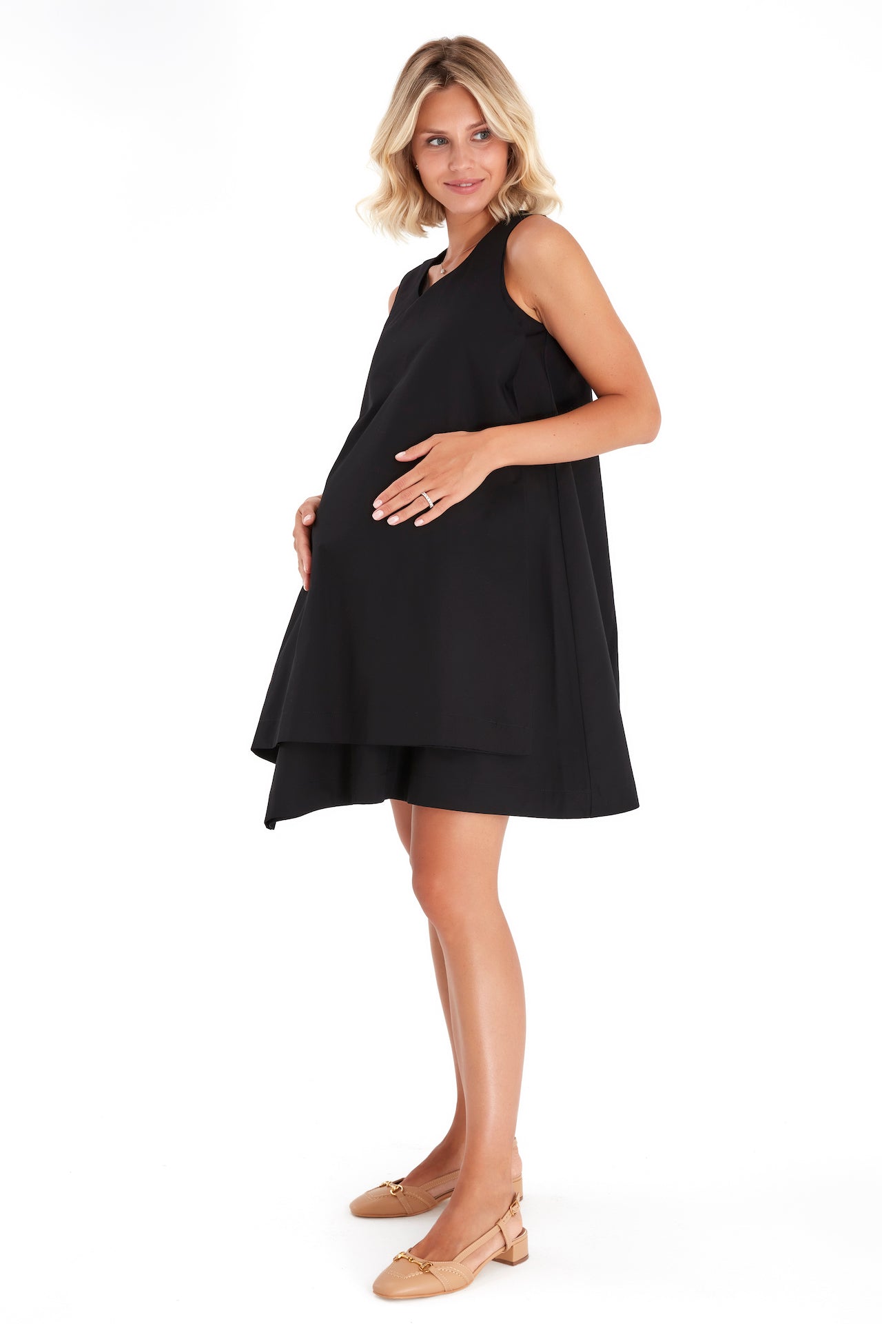 Amaze Sleeveless Cotton Maternity/Nursing Swing Dress
