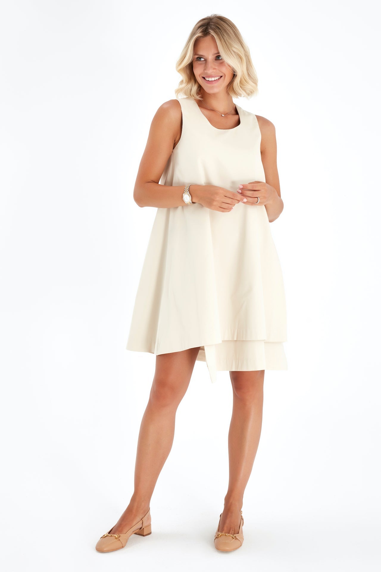 Amaze Sleeveless Cotton Maternity/Nursing Swing Dress
