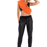 Comfy Cool Foldover Waistband Faux Leather Maternity Jogger Pants
