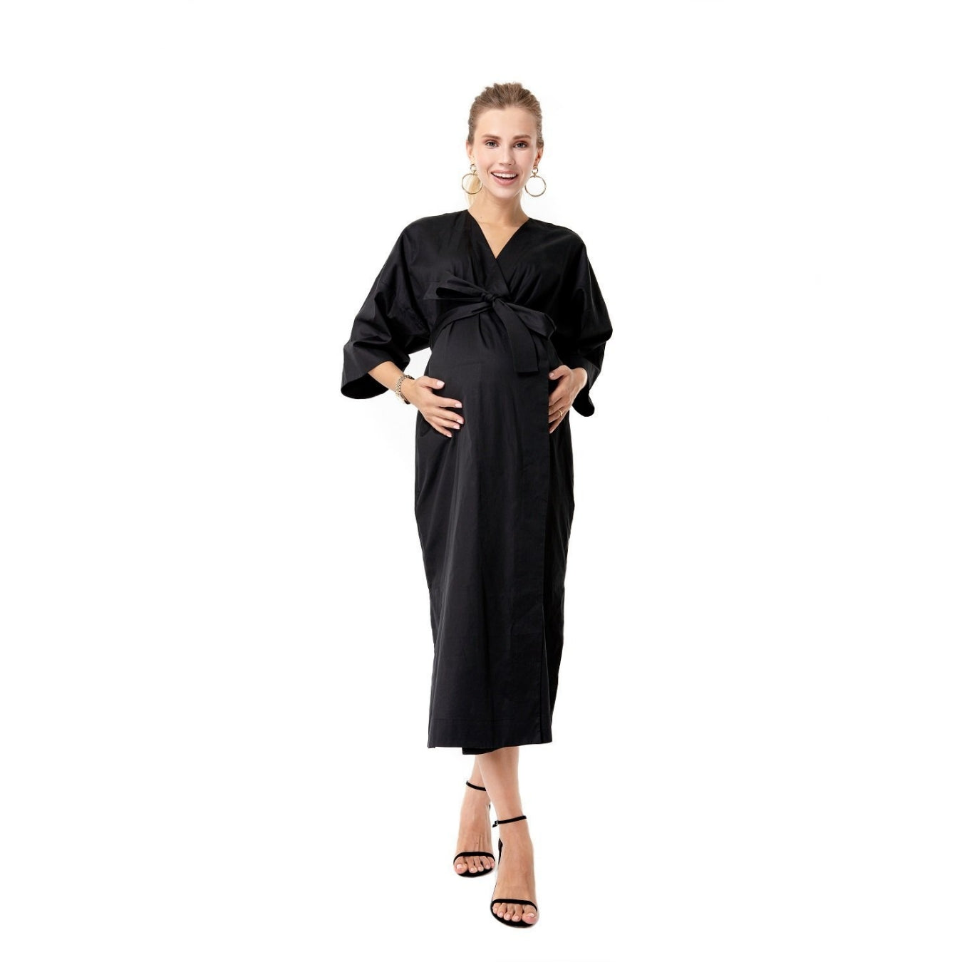 Amaterasu Tie Belt Maternity/Nursing Wrap Midi Dress
