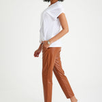 Comfy Cool Foldover Waistband Faux Leather Maternity Jogger Pants
