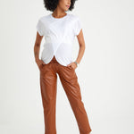 Comfy Cool Foldover Waistband Faux Leather Maternity Jogger Pants
