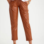 Comfy Cool Foldover Waistband Faux Leather Maternity Jogger Pants
