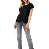 Handy Crossover Short Sleeve Cotton Maternity/Nursing Top
