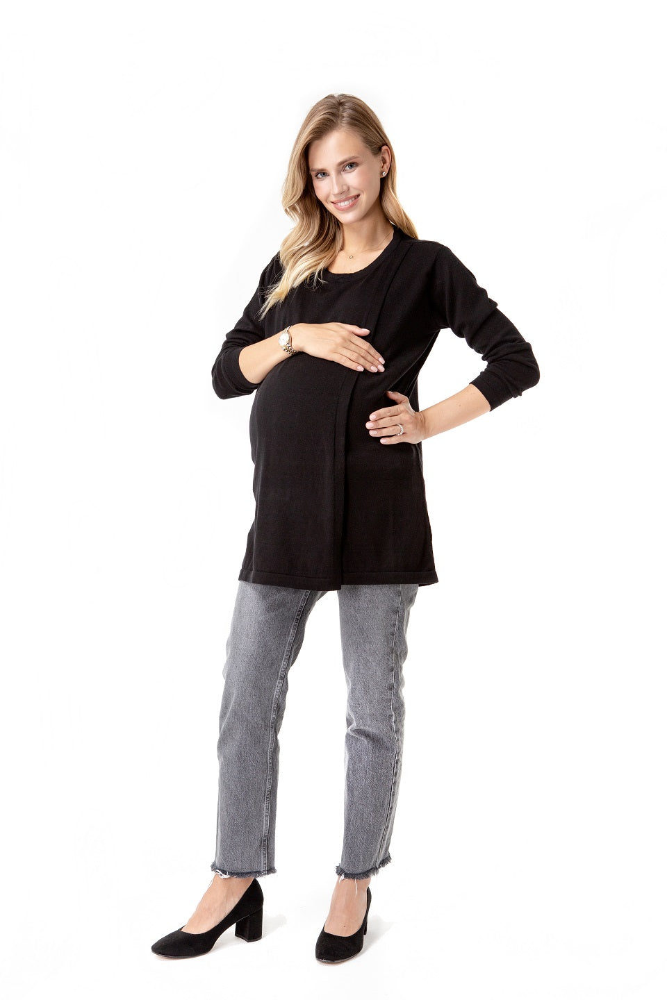 Casual Elegance Long Sleeve Maternity/Nursing Knit Top
