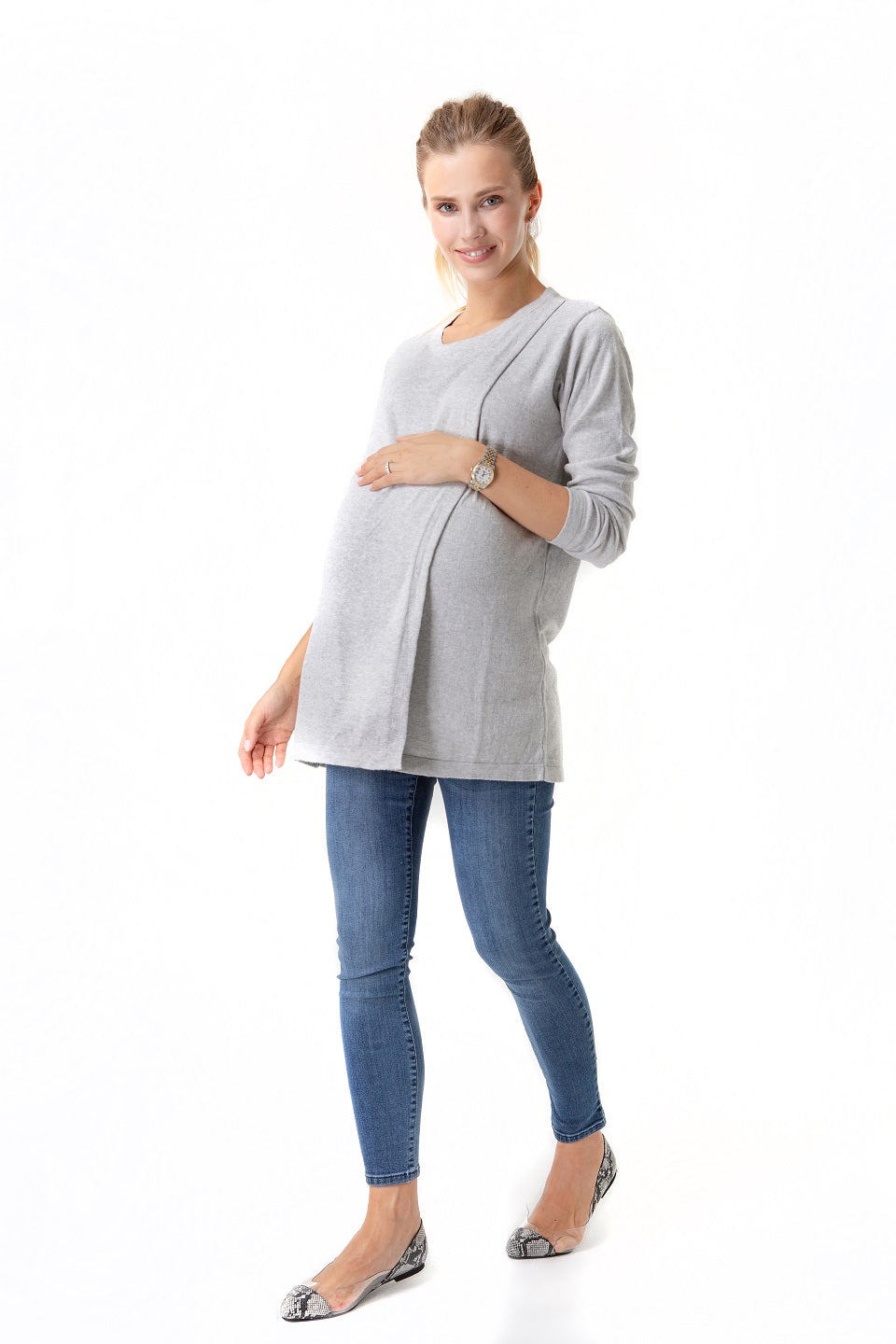 Casual Elegance Long Sleeve Maternity/Nursing Knit Top
