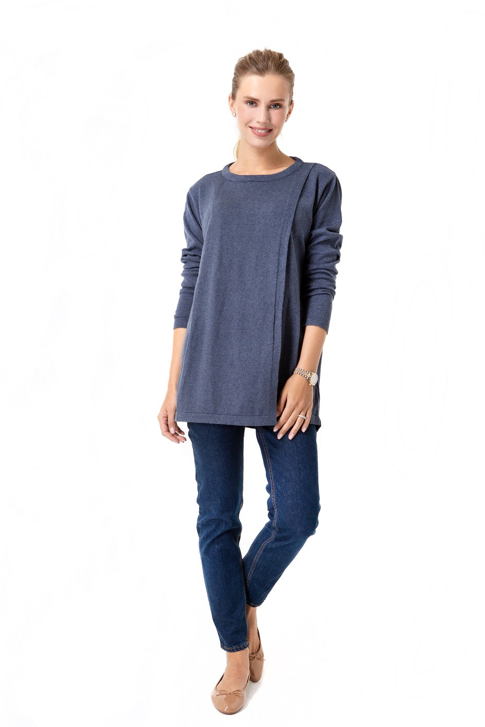 Casual Elegance Long Sleeve Maternity/Nursing Knit Top
