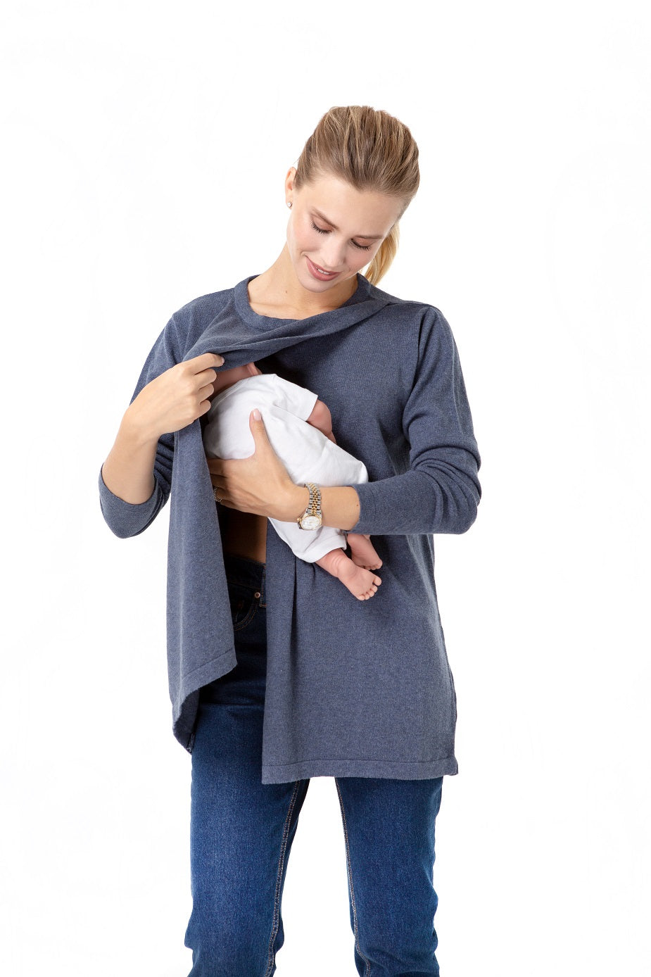 Casual Elegance Long Sleeve Maternity/Nursing Knit Top
