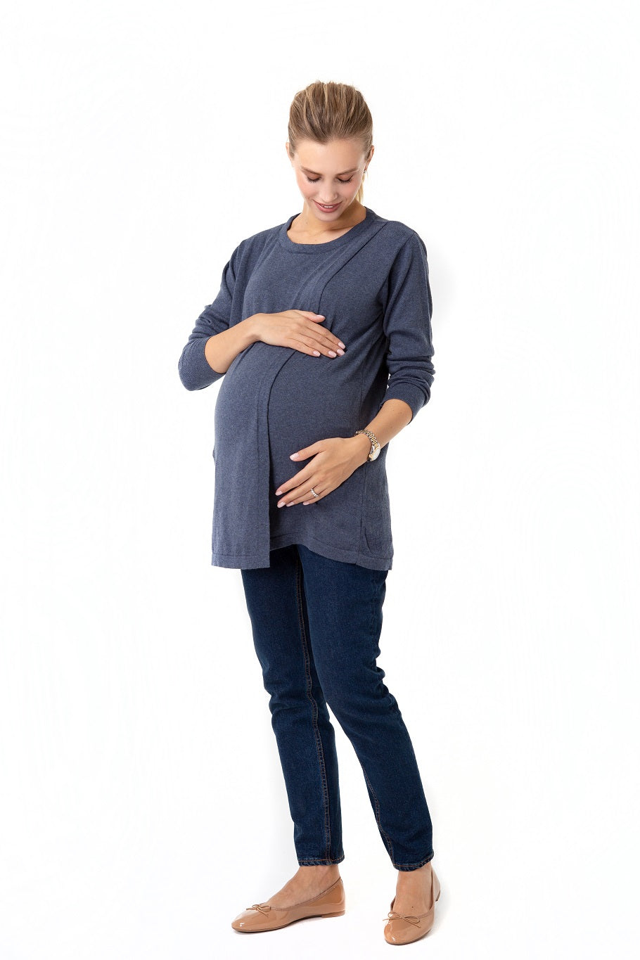 Casual Elegance Long Sleeve Maternity/Nursing Knit Top
