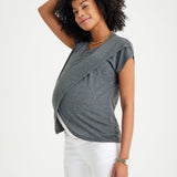 Handy Crossover Short Sleeve Cotton Maternity/Nursing Top
