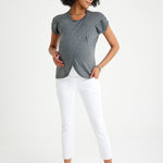 Handy Crossover Short Sleeve Cotton Maternity/Nursing Top
