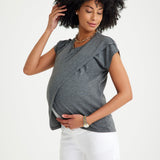 Handy Crossover Short Sleeve Cotton Maternity/Nursing Top
