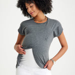 Handy Crossover Short Sleeve Cotton Maternity/Nursing Top
