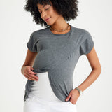 Handy Crossover Short Sleeve Cotton Maternity/Nursing Top
