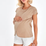 Handy Crossover Short Sleeve Cotton Maternity/Nursing Top
