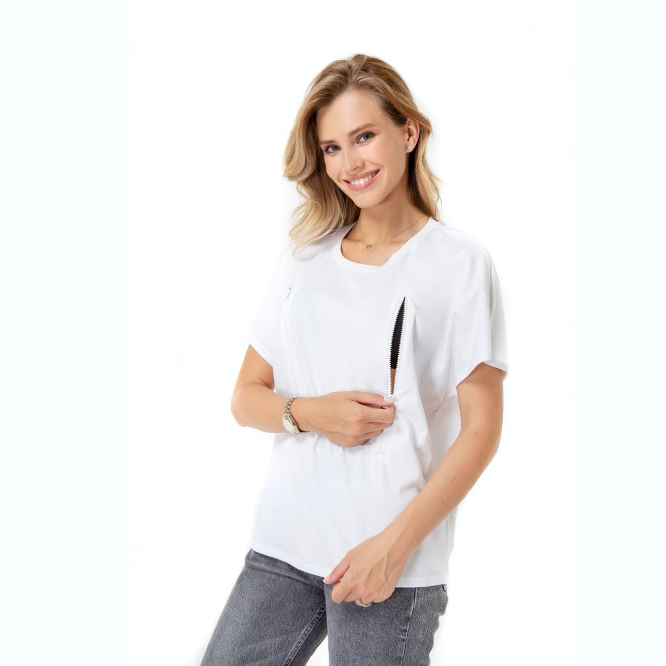 Zip Up Maternity/Nursing T-Shirt
